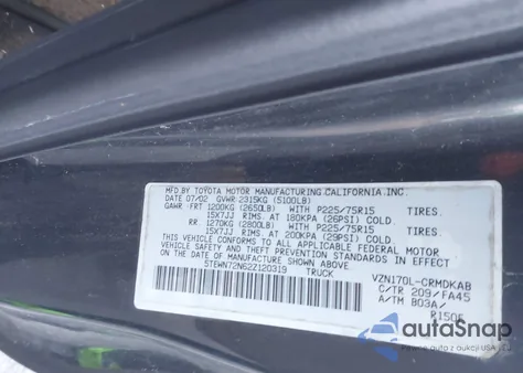 2002 Toyota Tacoma Base V6 from USA, damaged, VIN 5TEWN72N62Z120319